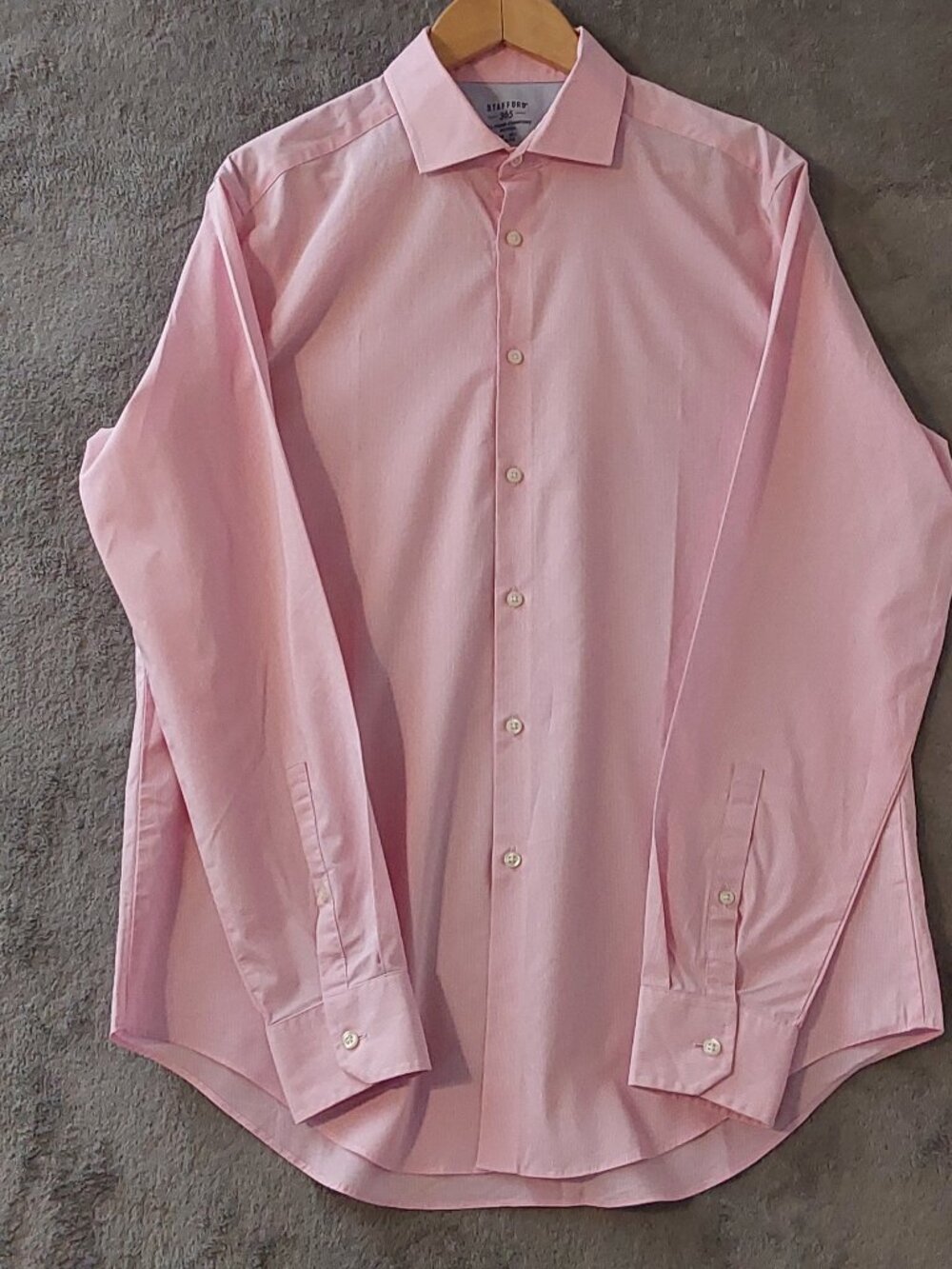 Stafford 365 Men’s Pink Dress Shirt Large 16-16.5 Fitted All-Temp Comfort Button